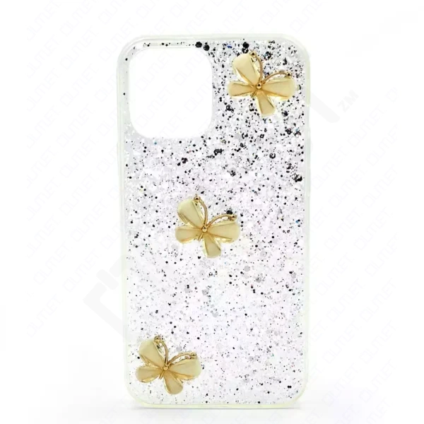Monkii 3D Golden Butterfly & Embedded Glitter iPhone Case