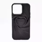 Monkii Flowing Swirl Heart Textured Minimalist iPhone Case - Black