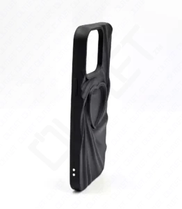 Monkii Flowing Swirl Heart Textured Minimalist iPhone Case - Black