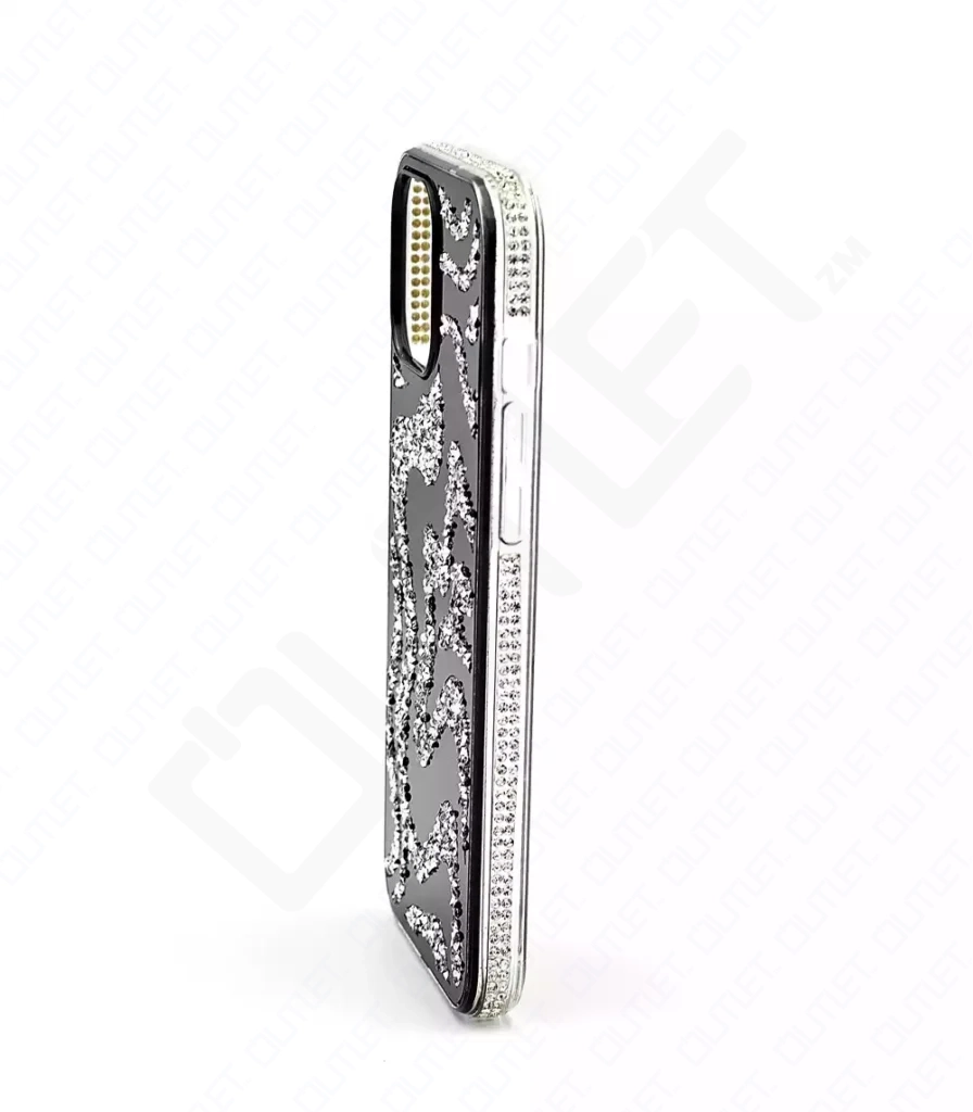 Monkii Shimmering Glitter Water Wave Patterned iPhone Case - Black