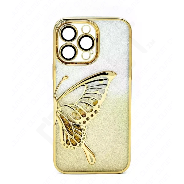 Monkii 3D Butterfly with Liquid Glitter iPhone Case - Gold