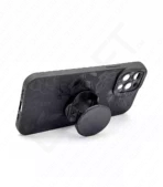 Monkii Textured Glossy Leaf Pattern iPhone Case - Black
