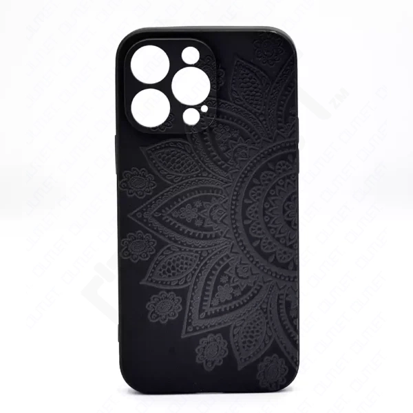 Monkii Embossed Subtle Textured Mandala iPhone Case - Black