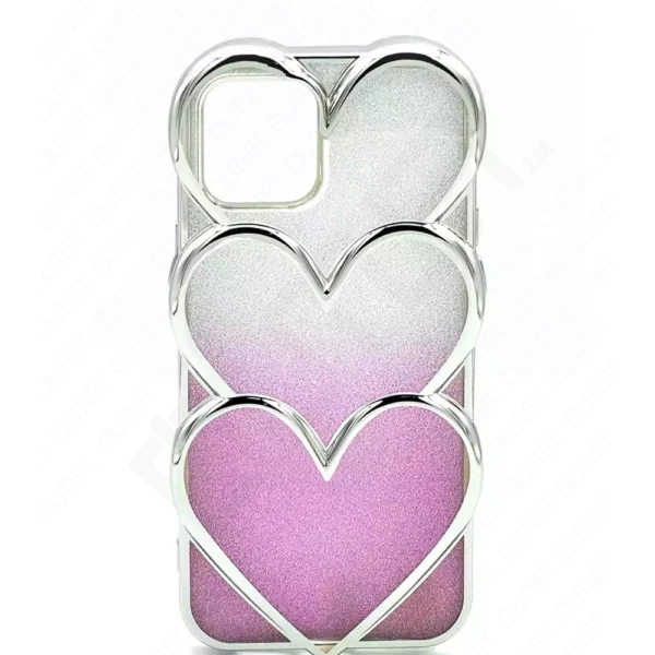 Monkii Tri-Heart Design Gradient Patterned iPhone Case - Pink
