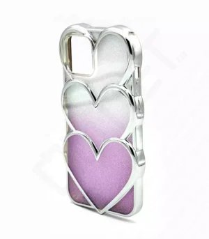 Monkii Tri-Heart Design Gradient Patterned iPhone Case - Pink
