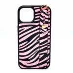 Monkii Chic Zebra Print iPhone Case with Strap Stand - Pink