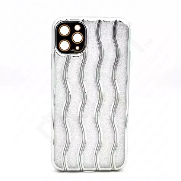 Monkii Elegant Wavy Textured iPhone Case - Silver