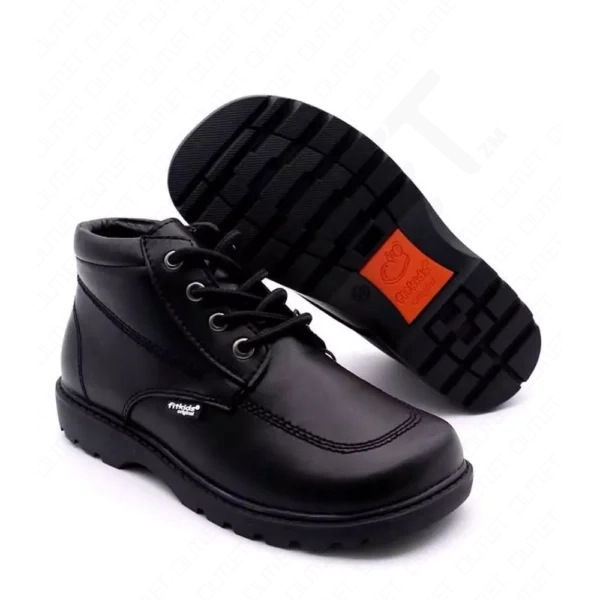 FitKids Original 95534 Black Genuine Leather Boys Ankle Boots