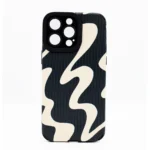 Monkii Black & Cream Abstract Wave Textured iPhone Case
