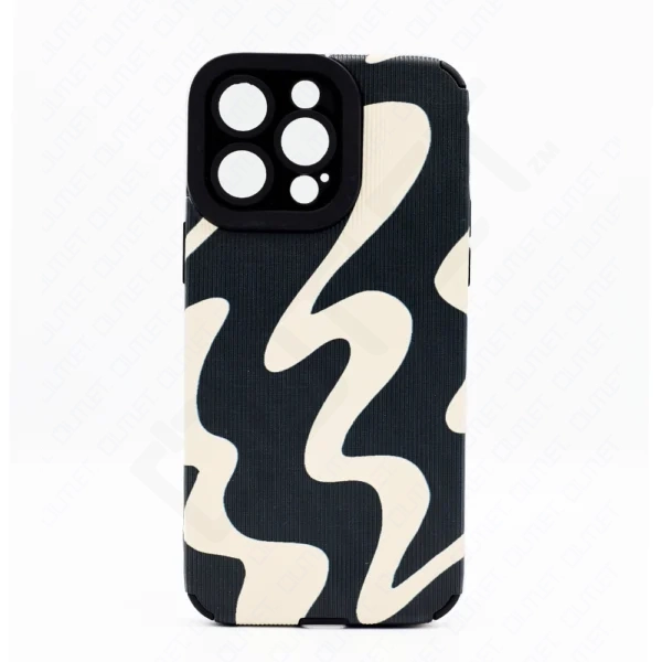 Monkii Black & Cream Abstract Wave Textured iPhone Case