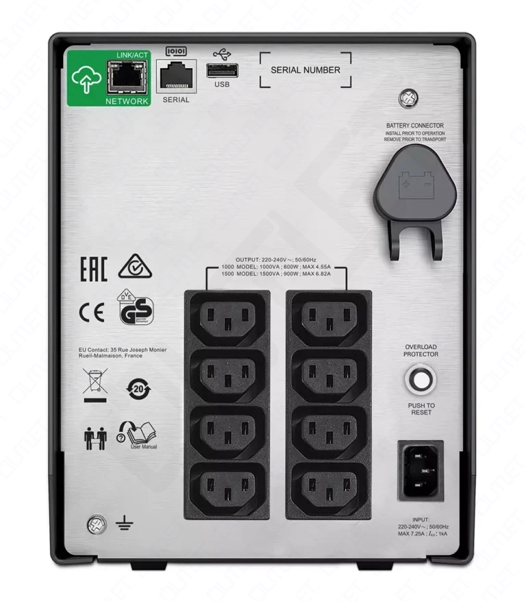 APC Smart-UPS C, Line Interactive, 1000VA, Tower, 230V, 8x IEC C13 outlets, AVR, Graphic LCD